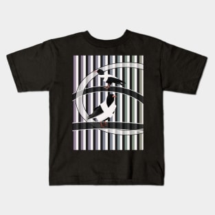 Cornish Choughs on a Stripy Background Kids T-Shirt